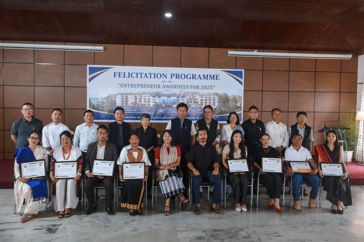 JakhaluHekani's tweet photo. This year we @industries_naga have a list of exceptional entrepreneurs we are honouring. 

Entrepreneurs Award is to acknowledge their work &amp; to inspire them to aim higher for our state . 
Congratulations Liying,
Supongtula,Vinitoli, 
Imtiwapang,
Khumo,
Pisala,Alem,
Ajung &amp; Atem. https://t.co/PqNOIFjqwI