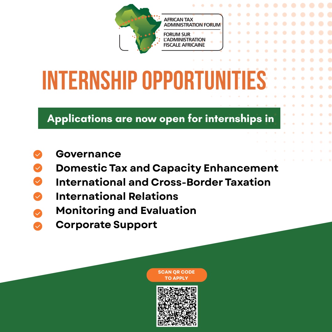 ATAFtax's tweet photo. 𝐈𝐧𝐭𝐞𝐫𝐧𝐬𝐡𝐢𝐩 𝐎𝐩𝐩𝐨𝐫𝐭𝐮𝐧𝐢𝐭𝐢𝐞𝐬 

We are inviting applications for our Internship Programme from current students, recent graduates, and young professionals looking to gain hands-on experience in an international organisation that strengthens domestic resource mobilisation on the continent. 

As an ATAF intern, you will work alongside leading tax specialists, policy experts, researchers, governance professionals, and corporate support teams, gaining practical experience in a dynamic and multicultural environment.
Internship opportunities are available in Governance, Domestic Tax and Capacity Enhancement, International and Cross-Border Taxation, International Relations, Monitoring and Evaluation, and Corporate Support.

Whether your background is in Risk Management, Internal Audit, Accounting, Financial Management, Governance, Public Finance, Taxation, Economics, Public Administration, International Relations, Public Policy, Development Studies, Human Resources, or Office Administration, this is an opportunity to apply your knowledge, develop practical skills, and gain valuable professional experience alongside experts in your field.

Master's and PhD students specialising in tax-related disciplines are especially encouraged to apply for placements within ATAF's technical tax programmes.

Follow the link to view the full advert, eligibility requirements, and application process: 
https://t.co/oV9bi0QAc2

#Internship #GraduateProgramme #TaxPolicy #PublicPolicy #InternationalRelations #Research #Africa #ATAF