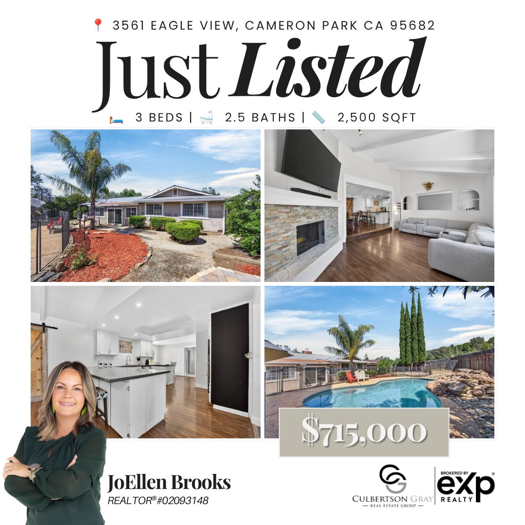 culbertsonand's tweet photo. ✨JUST LISTED!✨ 

📍 3561 Eagle View, Cameron Park CA 95682
🛌 3 Bedrooms
🛁 2.5 Bathrooms
📏 2,500 SqFt  
💰 $715,000

https://t.co/E4uB9ADQHa 

#culbertsonandgraygroup #realtor #realestate #justlisted #newlisting  #expproud #sacramento #roseville #california https://t.co/mnLLWtjome