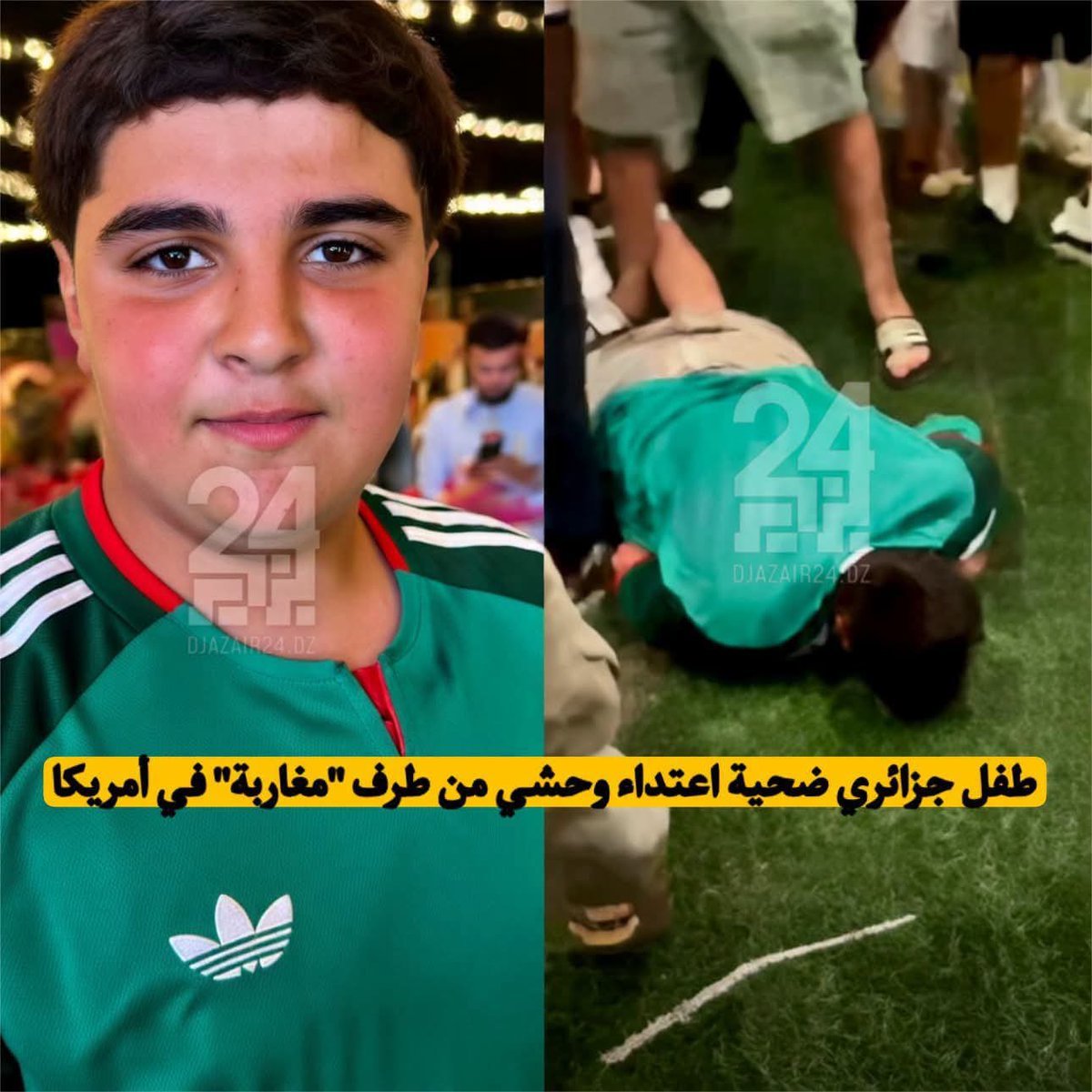 Alg54Sam's tweet photo. نفس الهمجية ونفس العقدة

الأول جزائري أراد تشجيع منتخب المروك مرتديا قميص الجزائر، والثاني صحراوي من المدن المحتلة احتفل بفوز الجزائر مرتديا قميص منتخب الجزائر، النتيجة: " تم الإعتداء عليهما من طرف أوباش جبناء مافيهمش ريحة الرجلة " https://t.co/gtNXKNZaNc