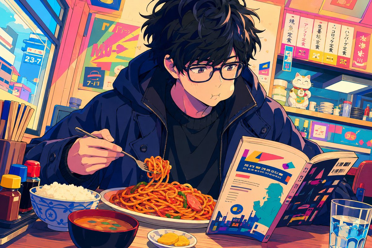 Anime Diner Munching Scene