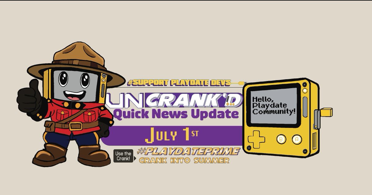 UncrankdPD's tweet photo. Let’s mocha some noise for July: Oh Canada! mini dev shoutout, Merry Andrew and Switchboard shuffle for the Crank Collective, merch, thank yous, #Playdate Passport and friendly nudges. 

https://t.co/N8od4OBSpi 

#supportplaydatedevs 
#playdateprime https://t.co/auHoeX3JNX