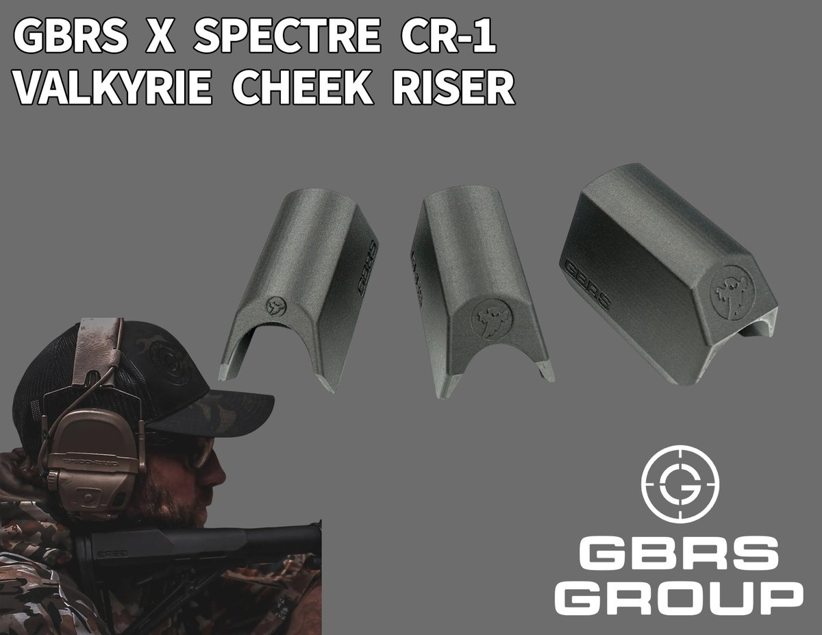 MILITIVE's tweet photo. 米国 GBRS Group
GBRS X SPECTRE CR-1 VALKYRIE CHEEK RISER

CTR、MOE、およびDTマグプル製ストックとの併用を前提に設計されています。
ヴァルキリーは、射手の身長や好みのタッチポイントに合わせて3種類の高さが用意されており、バットストックを完全に折りたたんだ状態でもチャージングハンドルを使用できるため、故障時の対処訓練も可能です。

ヘッドセットやガスマスクを使用している際にも頬付け出来るようにサポートし安定性を高め「ヘッドアップ」姿勢が可能になります。

【VALKYRIE CHEEK RISERはこちらから】
https://t.co/CremPaNHzM

Cordura Cheek Riser Wrap チークライザーラップ

美的統一感と機能的な保護の両方を求めるプロフェッショナルのために設計されたこのラップは、ポリマー製ホルスター特有の反射光を抑えつつ、頑丈で耐摩耗性に優れた外装を実現します。

レーザーカットされた500Dコーデュラを精密に加工して作られたこのラップは、GBRS x Spectre CR-1 Valkyrieチークライザーに完璧にフィットするシームレスな仕上がりを実現しています。

【Cordura Cheek Riser Wrapはこちらから】
https://t.co/gML7RHIvTk

GBRS GROUP日本正規販売代理店