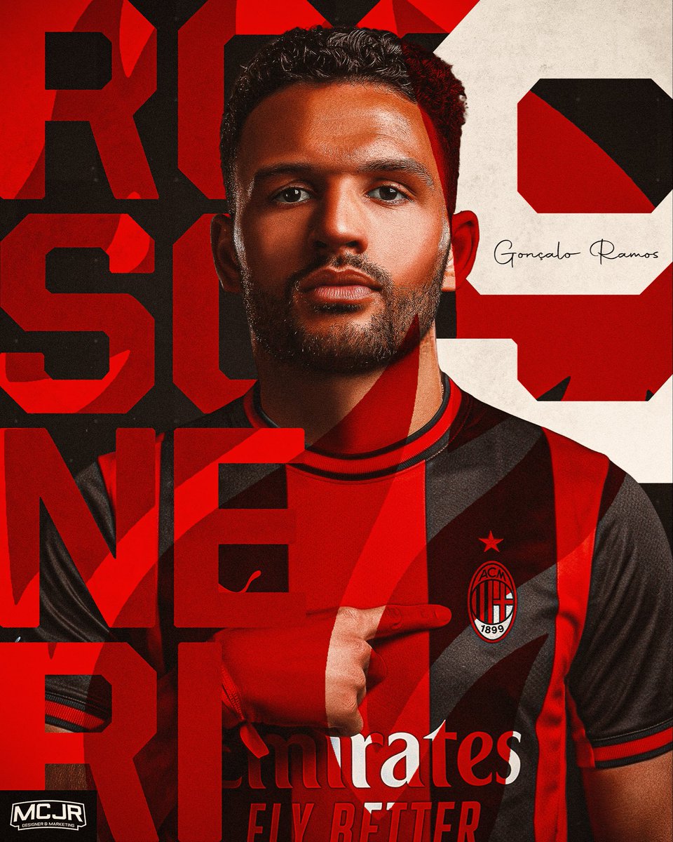 mcalsjrdesigner's tweet photo. Gonçalo Ramos é o novo camisa 9 dos Rossoneri 🔴⚫️ https://t.co/aZpHy0Auul