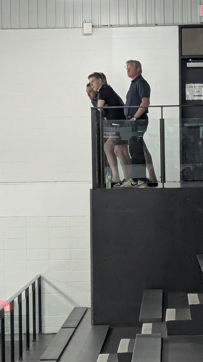 mndamico's tweet photo. Lane Hutson just can't get enough about hockey.

Even after hitting the ice for an hour with Ivan Demidov before camp, he's watching the forward's drills with Habs scouts. https://t.co/vVeldJNLkG