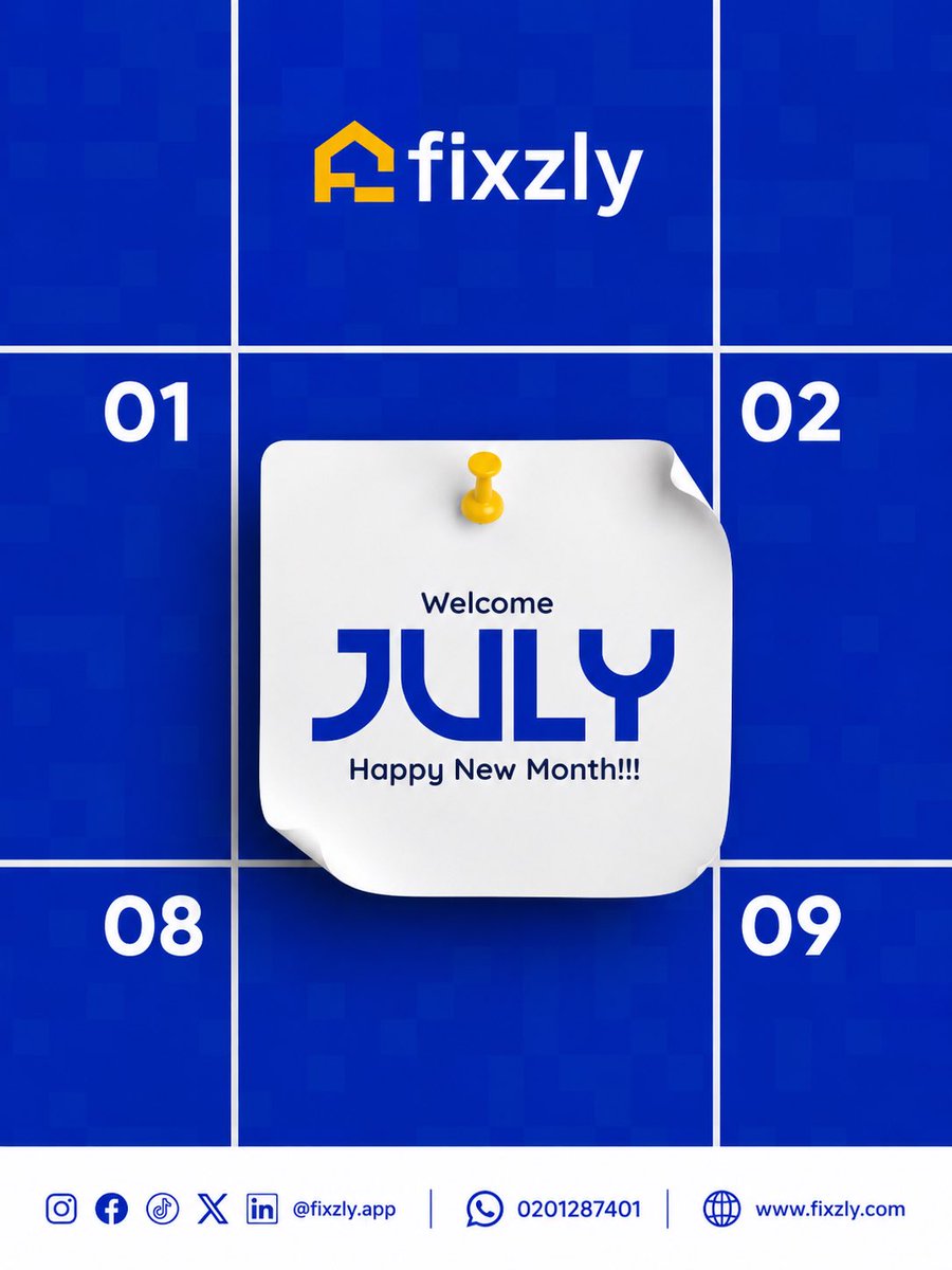 Fixzly_app's tweet photo. Welcome to a Brand New Month! Leave yesterday behind, embrace today’s possibilities, and make every moment count.
#Fixzly #July2026 #NewMonth #DoorstepRepairs https://t.co/XbjOdAA5jJ