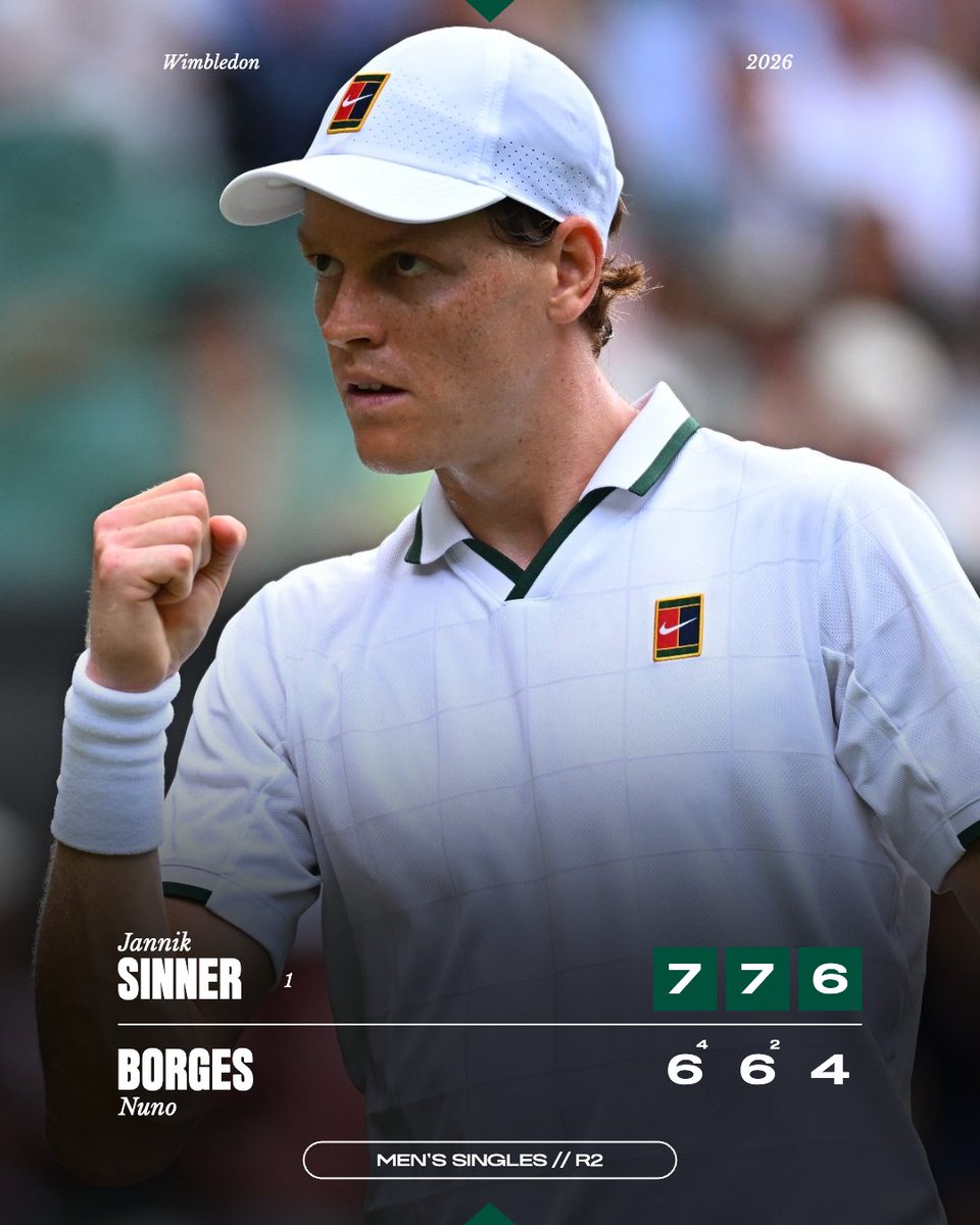 rolandgarros's tweet photo. Jannik in straight sets 💪

#Wimbledon https://t.co/u7HWCx8ykG