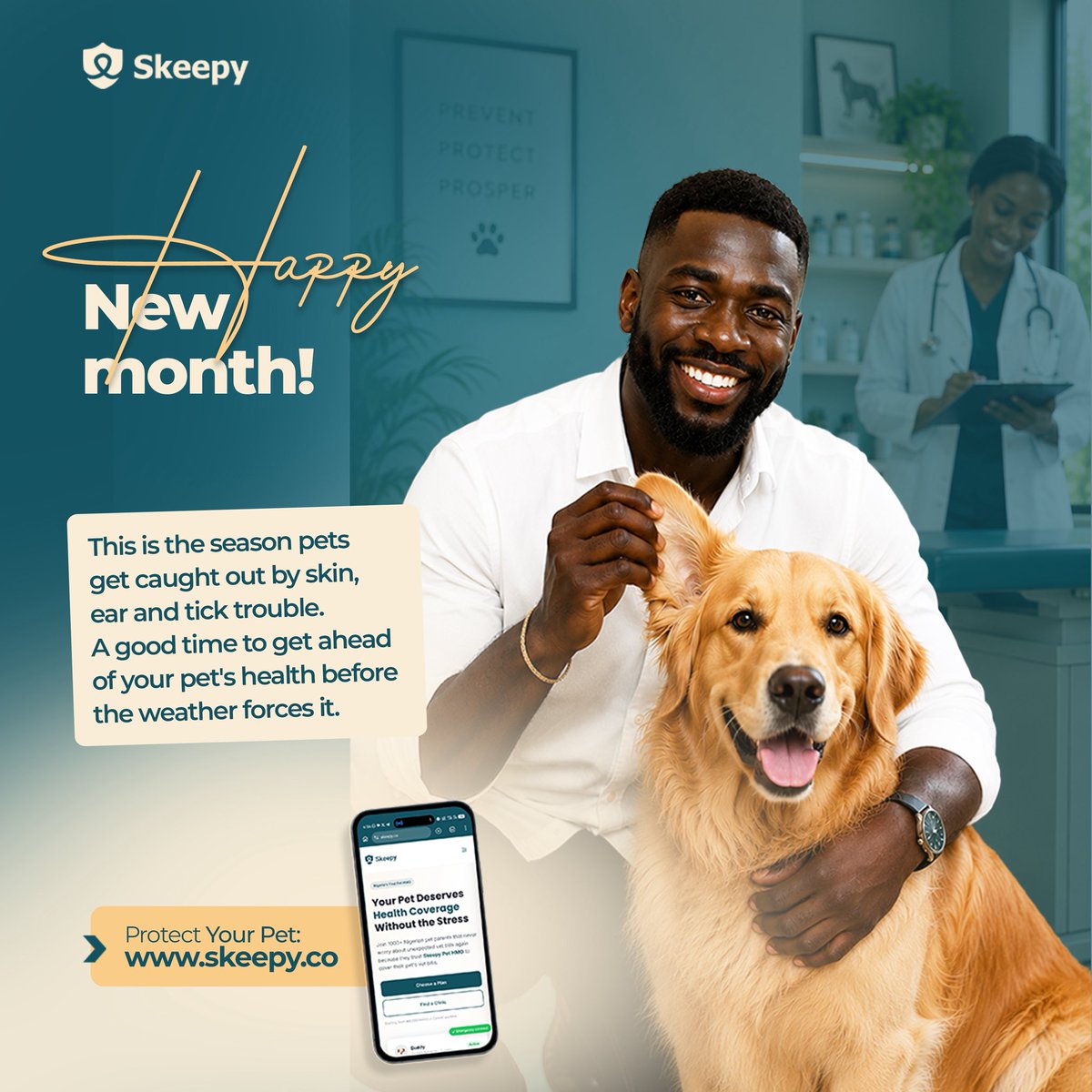 skeepyhq's tweet photo. Happy new month, Skeepers!

Do right by your pets by getting them on a Skeepy Pet HMO plan this new month. Yes, we are judging. 👀

#skeepy #skeepypethmo #pethmo #petinsurance #nigerianpets https://t.co/FoetmOL3WB