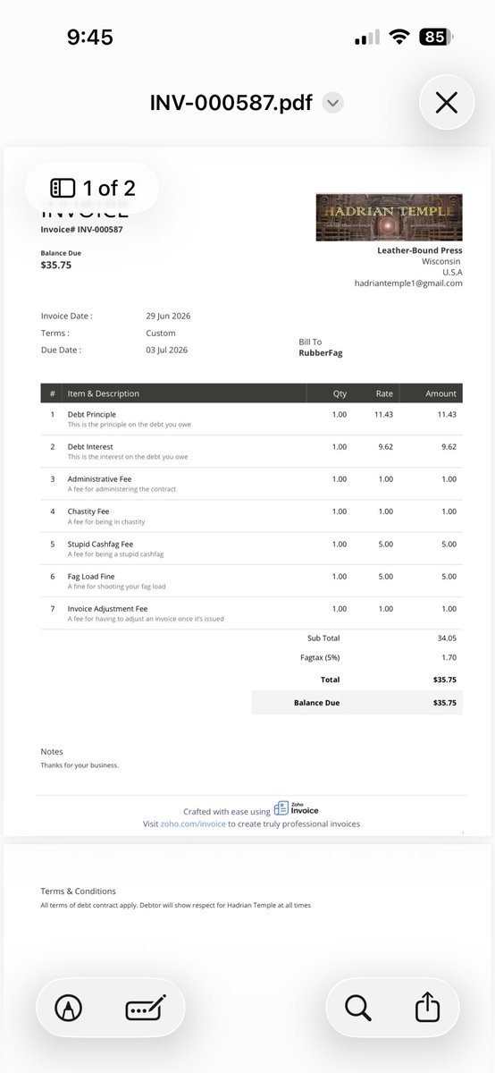 HadrianTemple's tweet photo. Had to make adjustments to the invoices for a couple of my #debtslaves #findom https://t.co/C2yG8hnWgc