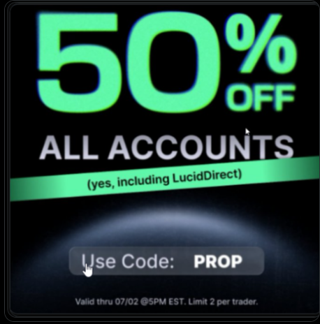 holantei's tweet photo. GIVEAWAY! 

CODE: PROP Lucid FLEX Eval 25k !!! 

Draw Date: 125 likes/retweets/comments this post or July 4th

Must do the following:  

1) Follow @holantei and @TradingLucid
2) Subscribe to my new substack ( FREE for now 🥳) https://t.co/MlnJEEt43Y)
3) Like, Retweet this post 
4) Tag 3 friends, traders, pets or family :)
5) Comment below: your  favorite YouTube channel link - I love learning from others.

I love giving back to this community!  

use code: PROP  For maximum discount (50%) on any evals and direct accounts!  Good Luck Everyone!