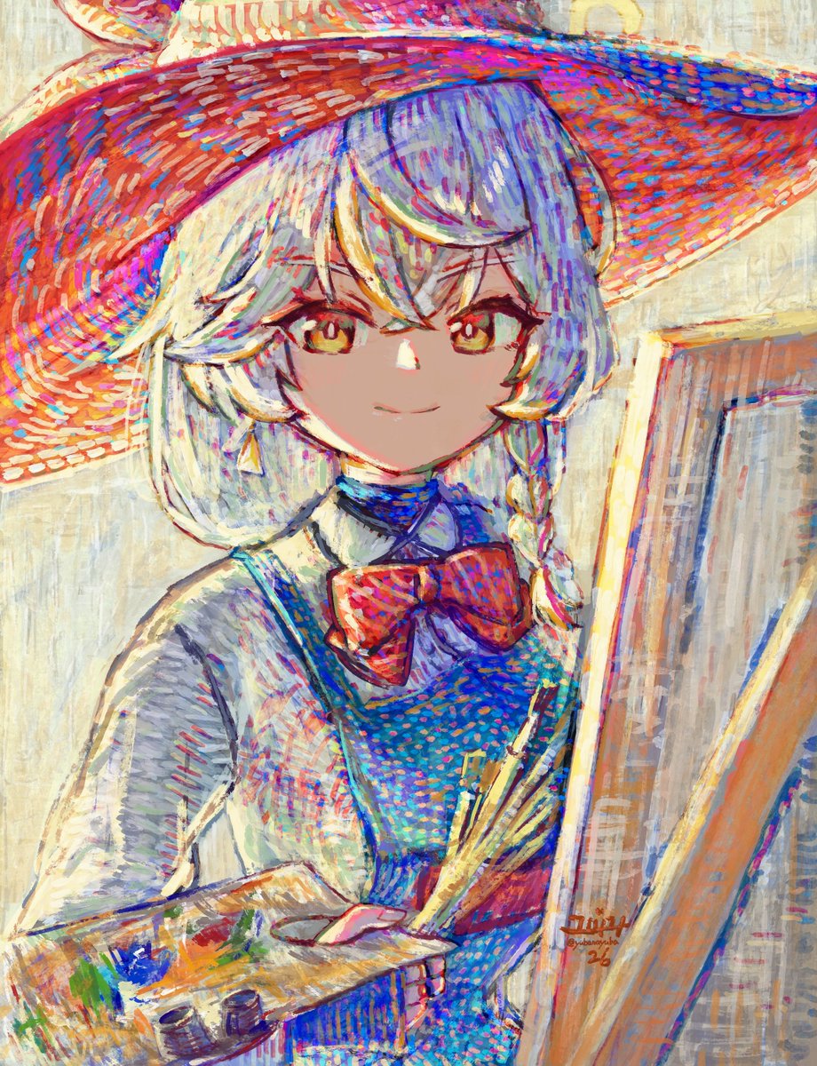 yubanayuna's tweet photo. 画家としての自画像 https://t.co/AX4nAaaae8