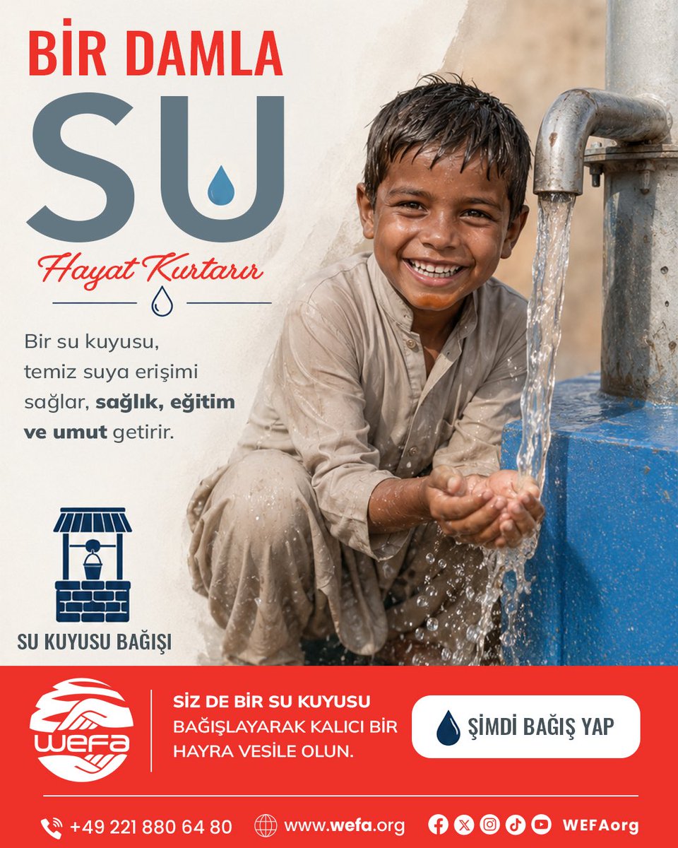 wefaorg's tweet photo. Afrika ve Asya’da açtığımız binlerce su kuyusu; açlık, kuraklık ve yoksullukla mücadele eden insanlara can oldu.

Siz de https://t.co/ppIv3QCR5U üzerinden yapacağınız bağışla susuzluğu dindirebilirsiniz. ✨

#WEFA #şimdivefazamanı #sukuyusu #su #suhayattır https://t.co/oEma8CI0dr