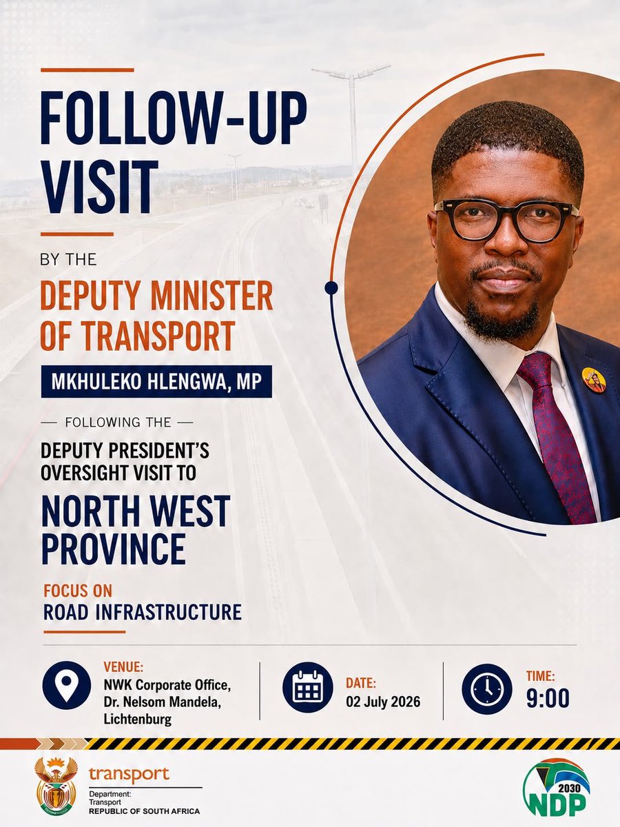 Dotransport's tweet photo. DEPUTY MINISTER MKHULEKO HLENGWA CONDUCTS FOLLOW-UP ON NORTH WEST ROAD INFRASTRUCTURE https://t.co/jKm7yoX1Lv