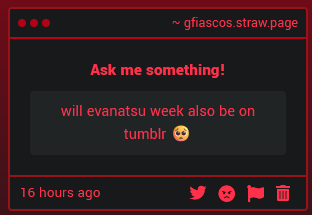 GFiascos's tweet photo. yes, i'm gonna post the announcement to a few other places, including tumblr, i've just been a little slow about it. joining in on the week is available for anyone, regardless of where the prompts and works are actually posted https://t.co/JKwfCBO8aE