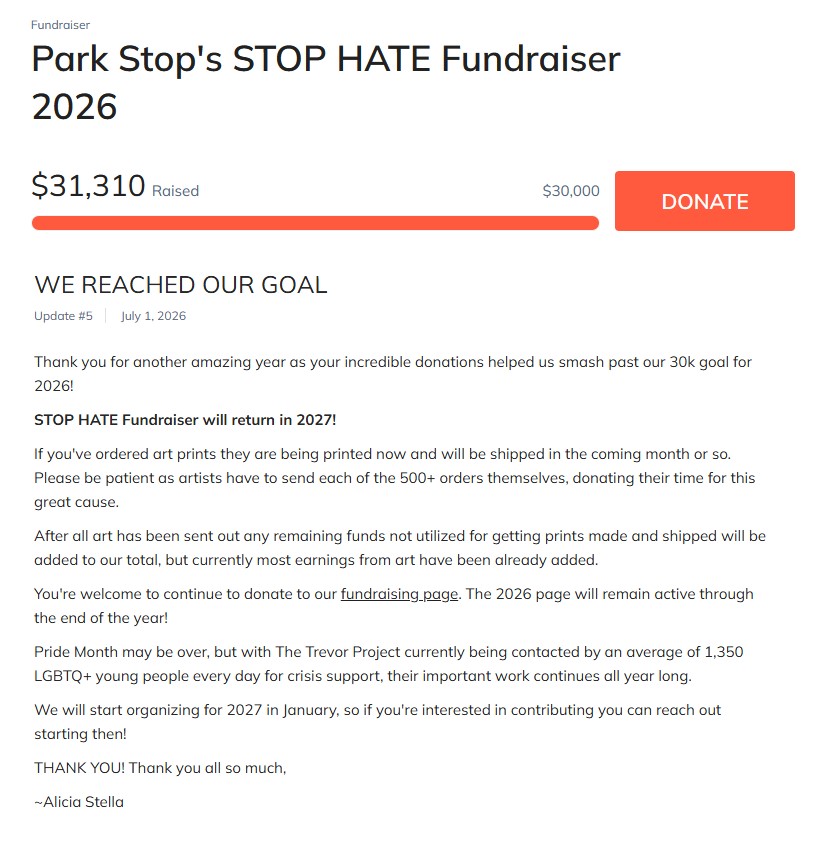 AliciaStella's tweet photo. Thank you for an amazing event!
STOP HATE Fundraiser will return in 2027

Donations will remain open at the link below. https://t.co/CLMuMbnr3C