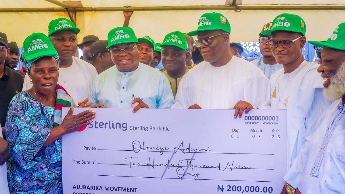 OyebamijiBola's tweet photo. Today, I had the honour of joining our party leaders, stakeholders, and faithful members of the All Progressives Congress (APC) to celebrate a distinguished progressive, Senator Ajibola Basiru (SRJ), on the occasion of his birthday and the empowerment programme organised to support selected dedicated party members across the 332 political wards of Osun State.

The initiative reflects our shared commitment to strengthening the party from the grassroots and recognising the invaluable contributions of members whose loyalty and sacrifices continue to sustain our progressive ideals. Empowering our people remains one of the surest ways to deepen our connection with the electorate and build a stronger, more united APC.

I congratulate Senator Ajibola Basiru on this remarkable milestone and commend his unwavering dedication to the growth of our great party. May Almighty Allah continue to grant him good health, wisdom, and greater opportunities to serve our party, Osun State, and Nigeria.

Together, we will continue to work for a united, stronger, and victorious APC.