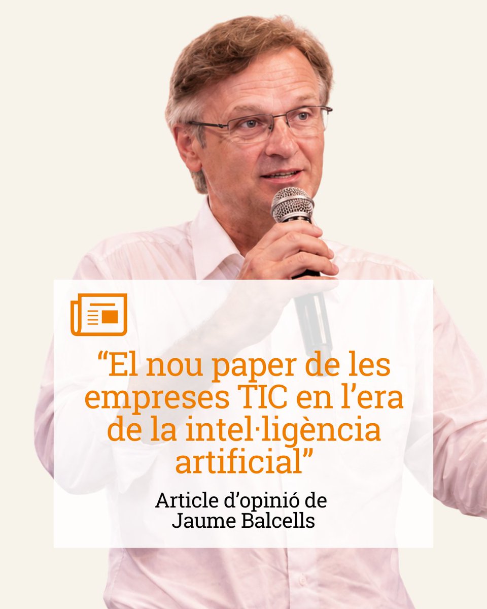 TICAnoia's tweet photo. Les empreses TIC: de proveïdores de tecnologia a consultories especialitzades en processos, dades i estratègia de digitalització. 
Ens en parla Jaume Balcells. 

▶️ https://t.co/w0wXJjjugf

💬 Ets soci o sòcia i t’agradaria escriure un article? Envia’ns un DM
#TICAnoia https://t.co/3YNkJ9vuQI