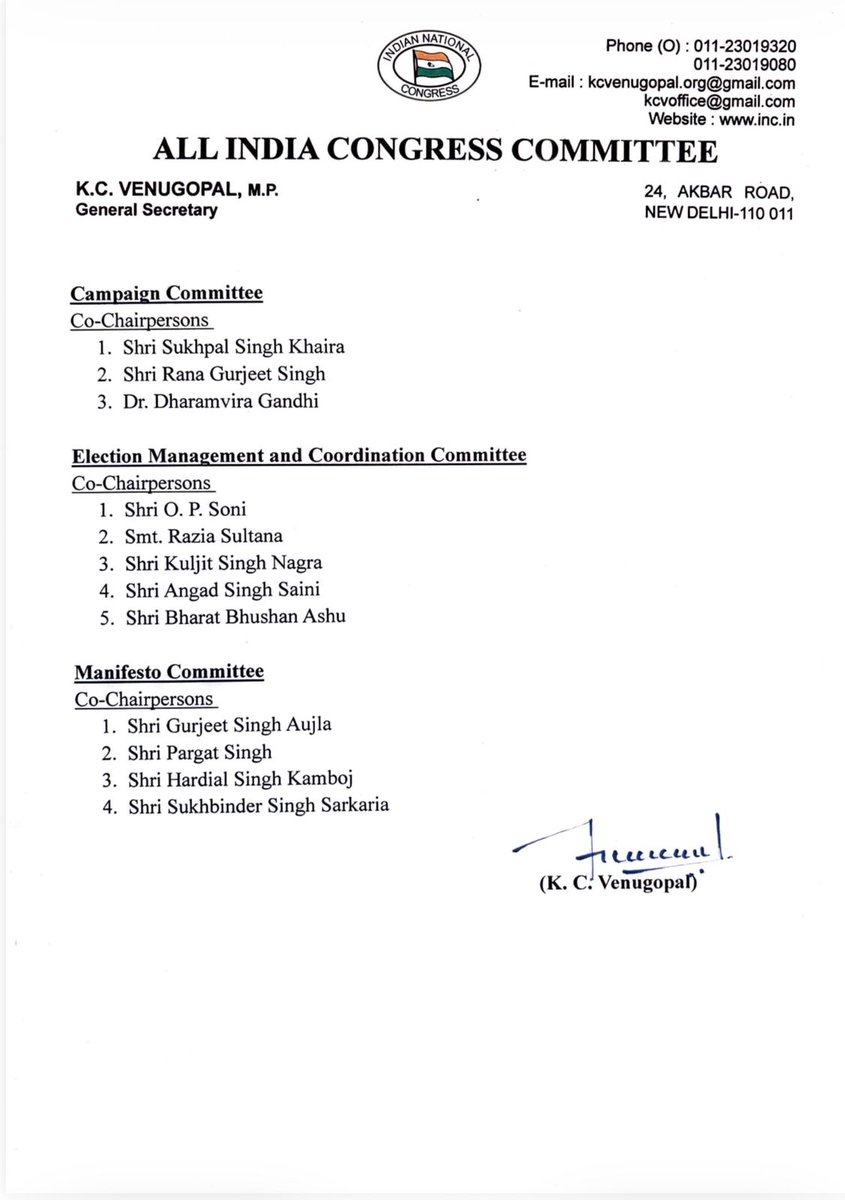 Sanju_Chops's tweet photo. No change in #Punjab Congress leadership; @RajaBrar_INC to continue as PPCC chief, @Partap_Sbajwa to continue as CLP leader, ex-CM @CHARANJITCHANNI to head Cong Campaign Committee @INCPunjab  @INCIndia https://t.co/xioUZENsKq