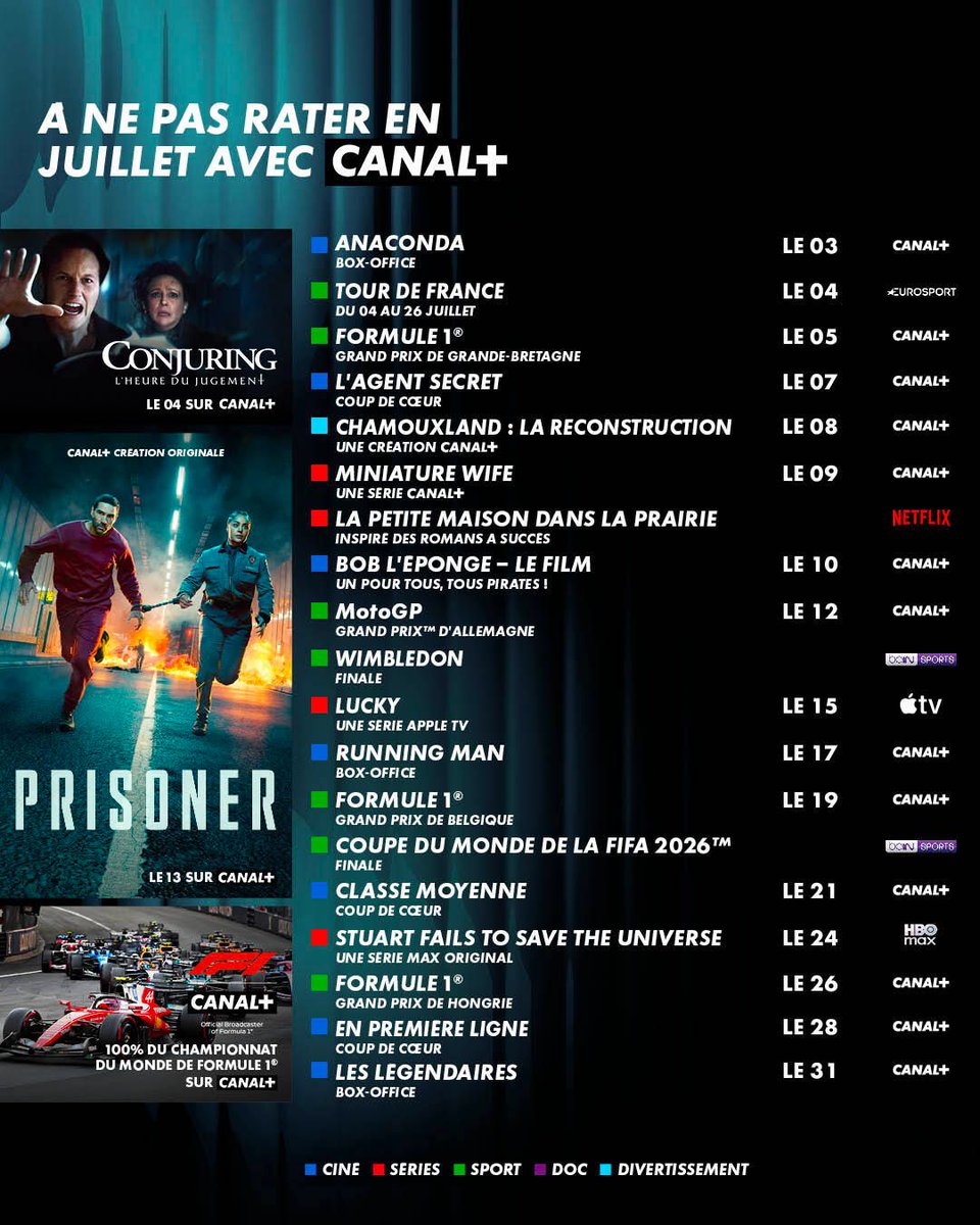 Monascope7's tweet photo. 🍿 Votre programme films, séries et sports en juillet :

•   Canal+
•   Netflix 
•   Prime Vidéo 
•   HBO Max https://t.co/7okL5WnQaU