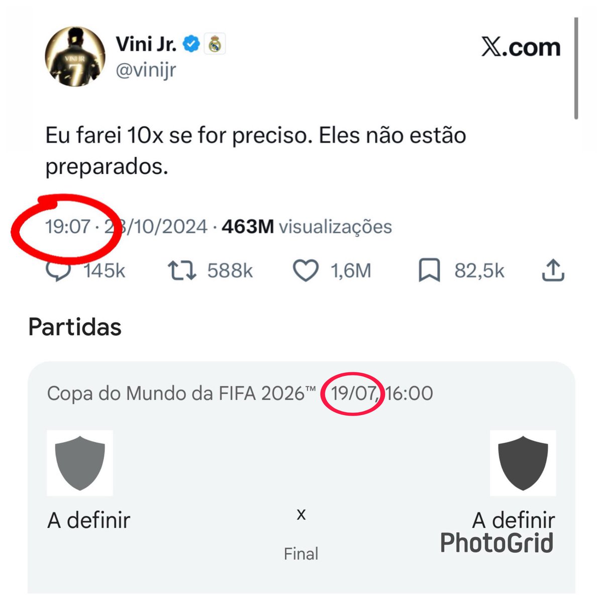 Mario___RM's tweet photo. La hora en Brasil a la que Vinicius subió ese tweet coincide con la fecha de la Final del Mundial💀💀. https://t.co/rCHCviVfpe