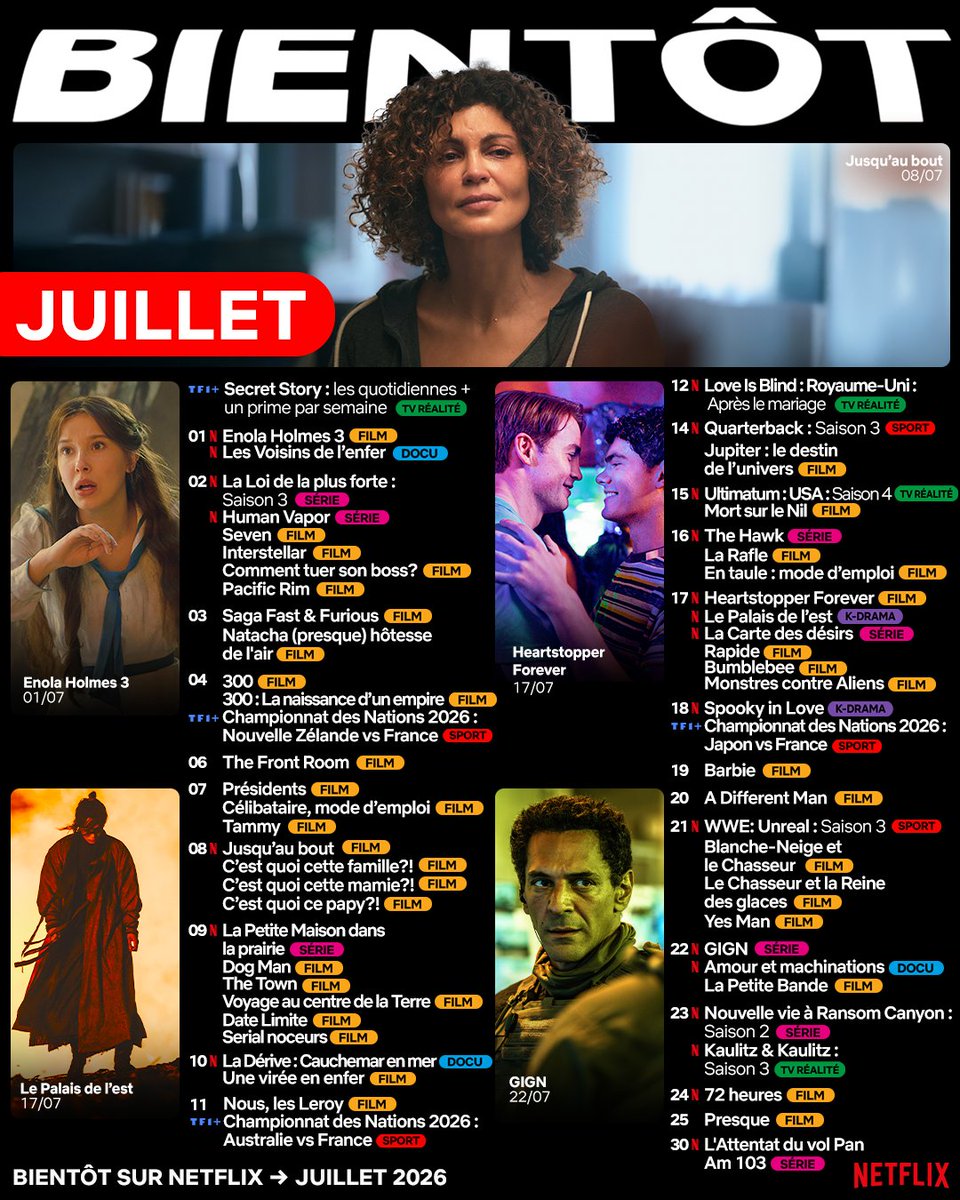 Monascope7's tweet photo. 🍿 Votre programme films, séries et sports en juillet :

•   Canal+
•   Netflix 
•   Prime Vidéo 
•   HBO Max https://t.co/7okL5WnQaU