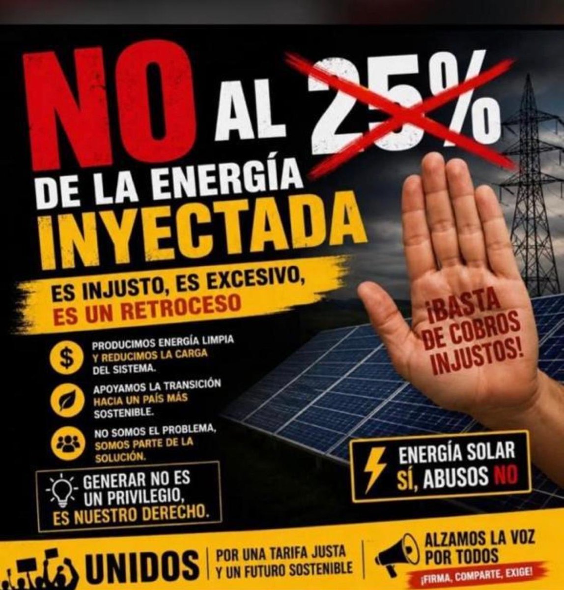 Jimenez2R's tweet photo. No entendemos porque penalizar a los ciudadanos que producen y promueven la energía limpia. https://t.co/BmeYNfy0QA