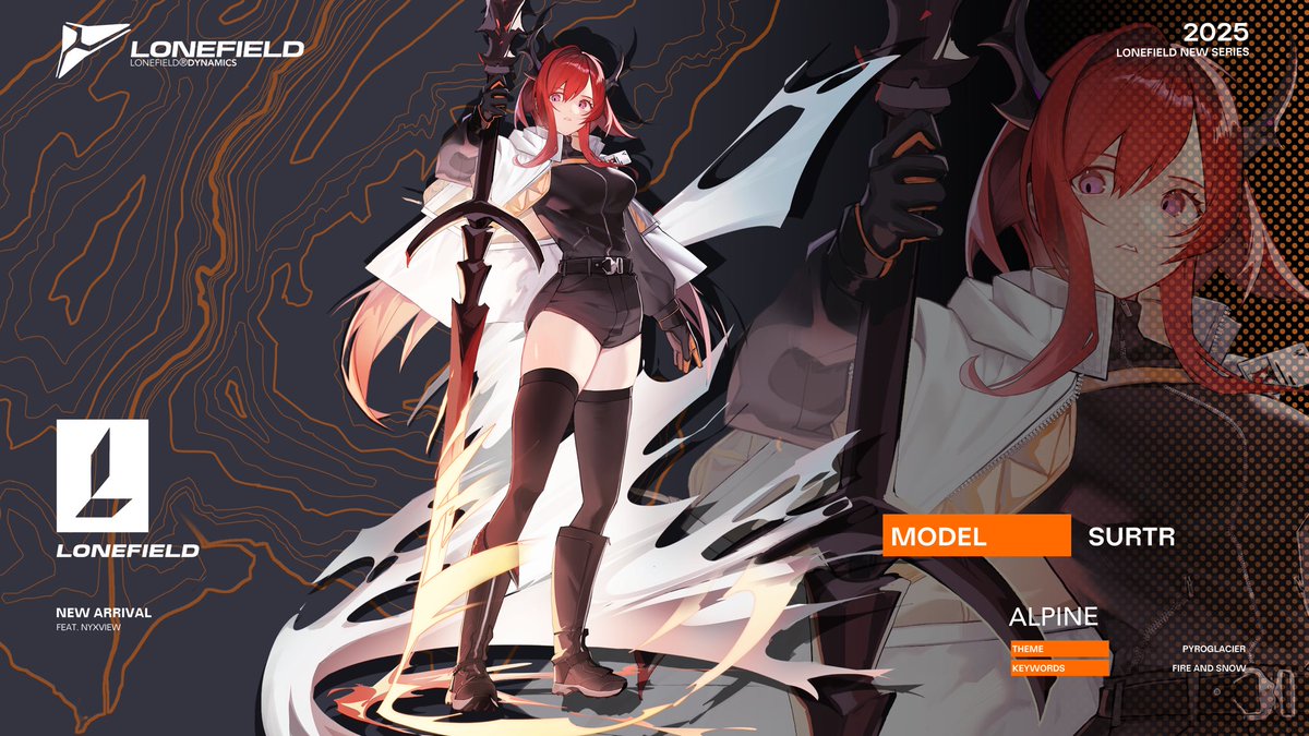 nyxview's tweet photo. Surtr | LONEFIELD skin concept

#Arknights https://t.co/JQz9cuujxs