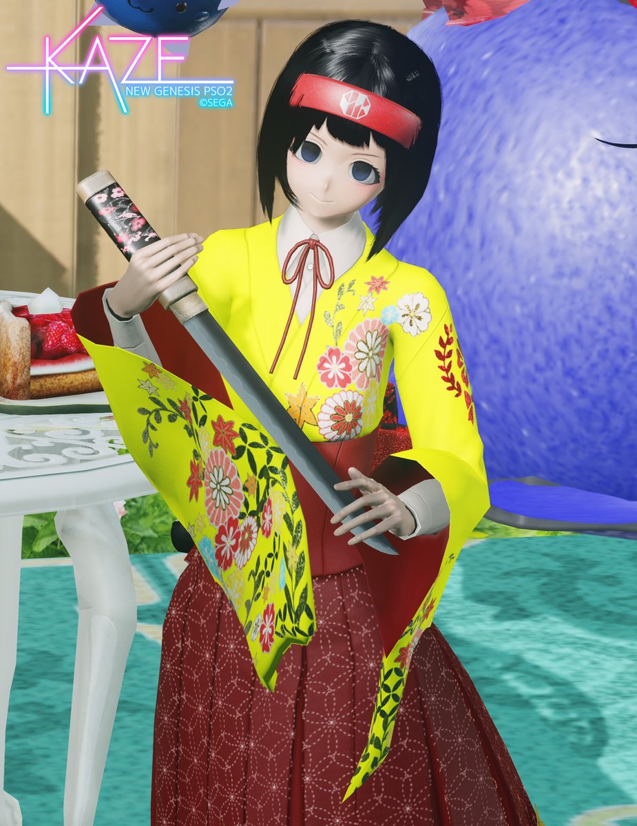 Kaze_NGS's tweet photo. 新ロビアクのクリエイターズスタイル、和服を来て龍が如くのドス迷彩持たせるとけっこう合う。ｺﾜ:;(∩´﹏`∩);:　#PSO2NGS_SS #ma7ロゴ https://t.co/vM9HznvWXD