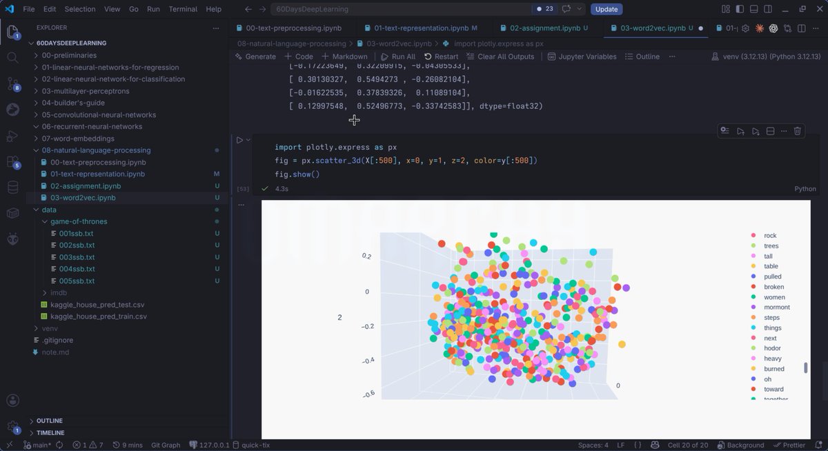 m76760052's tweet photo. #LSPPDay31
- Implemented Word2Vec using Gensim on a custom text corpus
- Analyzed semantic relationships through similarity and analogy tasks
- Reduced embedding dimensions with PCA for 3D visualization
@lftechnology #60DaysOfLearning2026 #LearningWithLeapfrog https://t.co/yzN4tuSawc