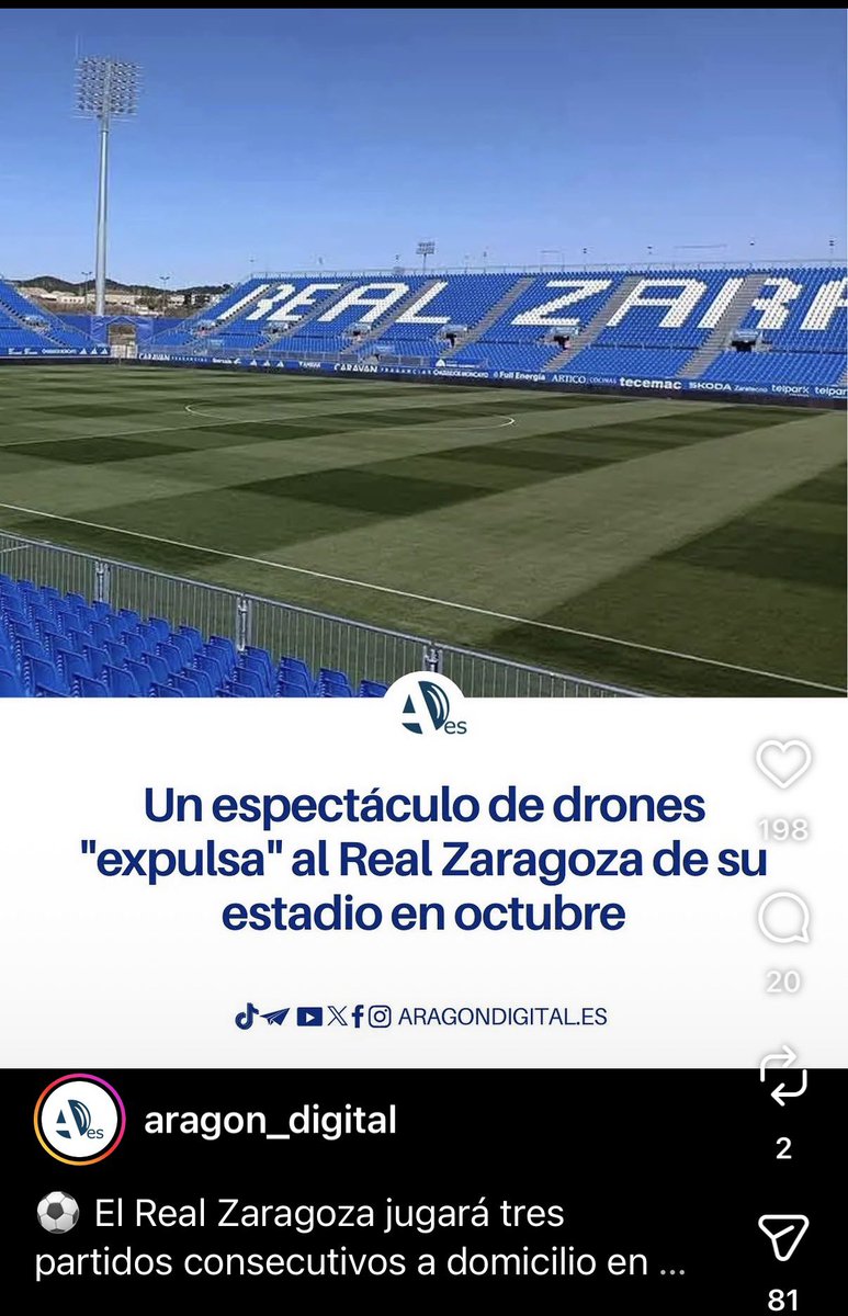 josefmendi's tweet photo. Nos quitaron la categoría y ahora el estadio. Gracias drones y ladrones del @RealZaragoza 
https://t.co/X06TLD5LDq https://t.co/ZzGdNQVhfW