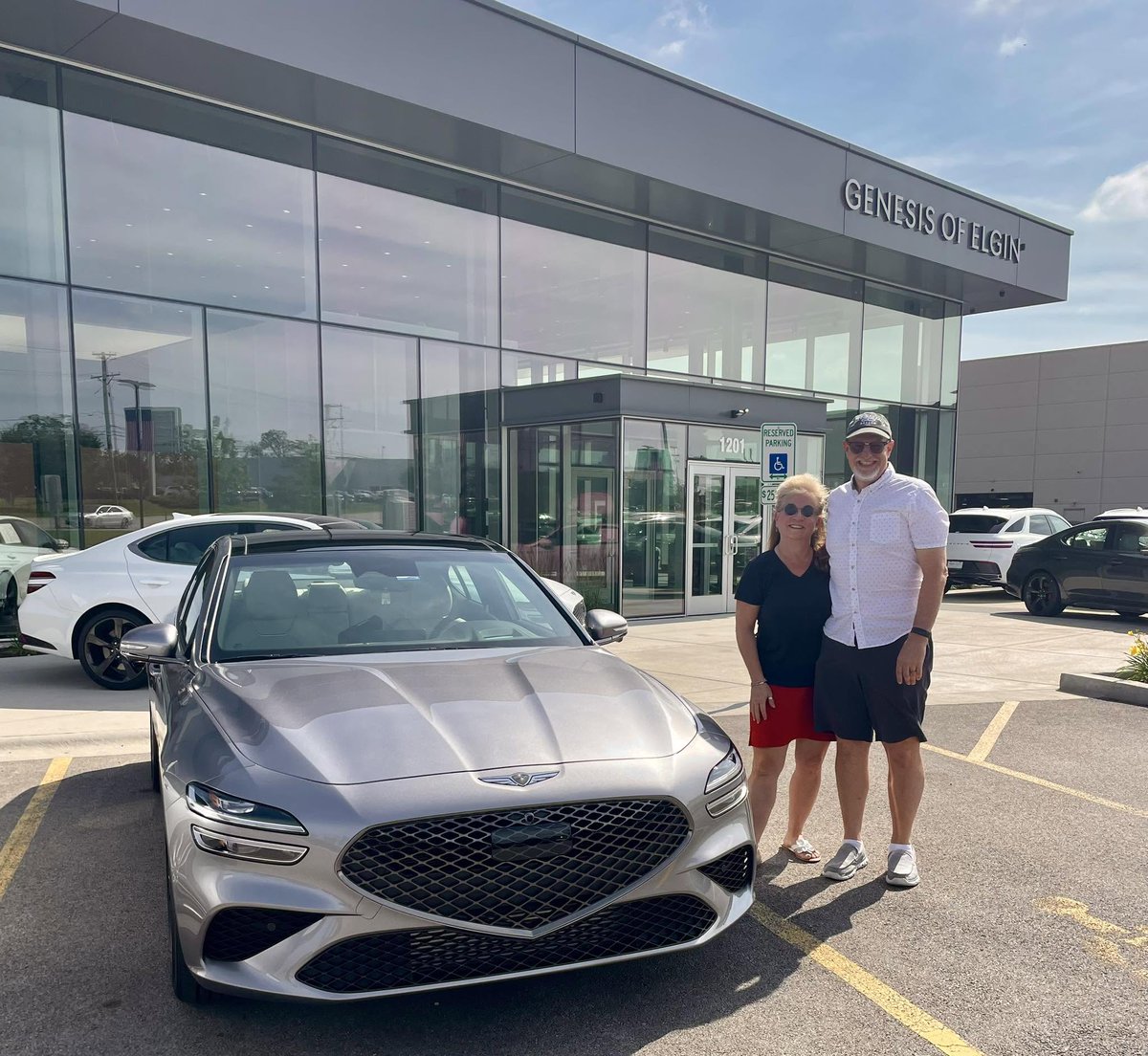 GenesisElgin's tweet photo. Congratulations Scott and Karen on your new 2026 Genesis G70 3.3T Sport Prestige! We truly appreciate your business!

#GenesisOfElgin #Genesis #NewCar #ElginIL https://t.co/8jOzfMMzHI