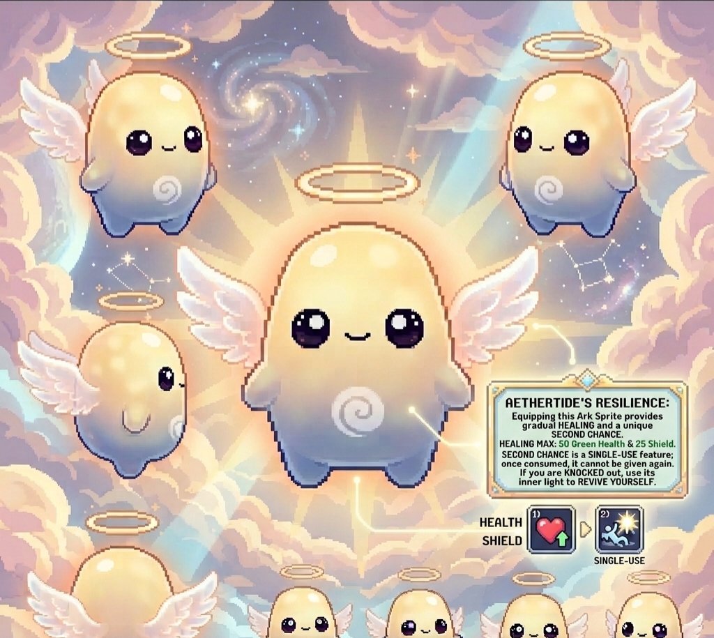 taskmaster167's tweet photo. #DesignASprite this is my angel sprite called ark. When you level them up the halo becomes bigger and the wings become brighter. https://t.co/60oTmVAXRX