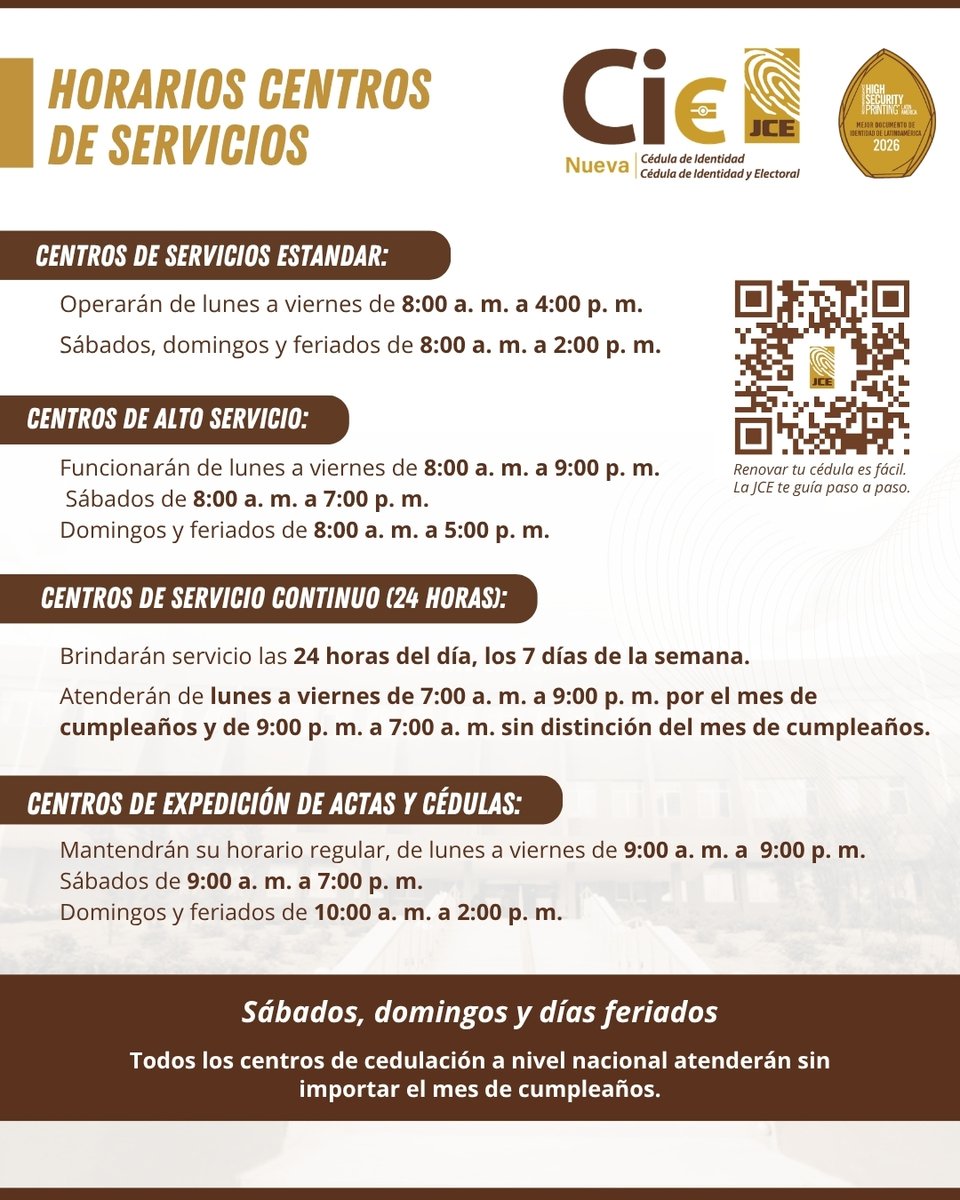 juntacentral's tweet photo. Conoce los horarios en los que puedes acudir a renovar tu cédula de identidad y electoral. 

Si tu cumpleaños es en julio, aprovecha la oportunidad de renovar tu cédula en cualquier centro de cedulación, sin necesidad de agendar una cita. No obstante, algunos Centros de Expedición de Actas y Cédulas requieren cita previa, como: Bella Vista Mall, Plaza Central, Sambil, Galería 360. 

Recuerda que los horarios de nuestros centros están diseñados para brindar atención a todos y todas.

Consulta los centros de cedulación y sus horarios en: https://t.co/LcBp90yOvx