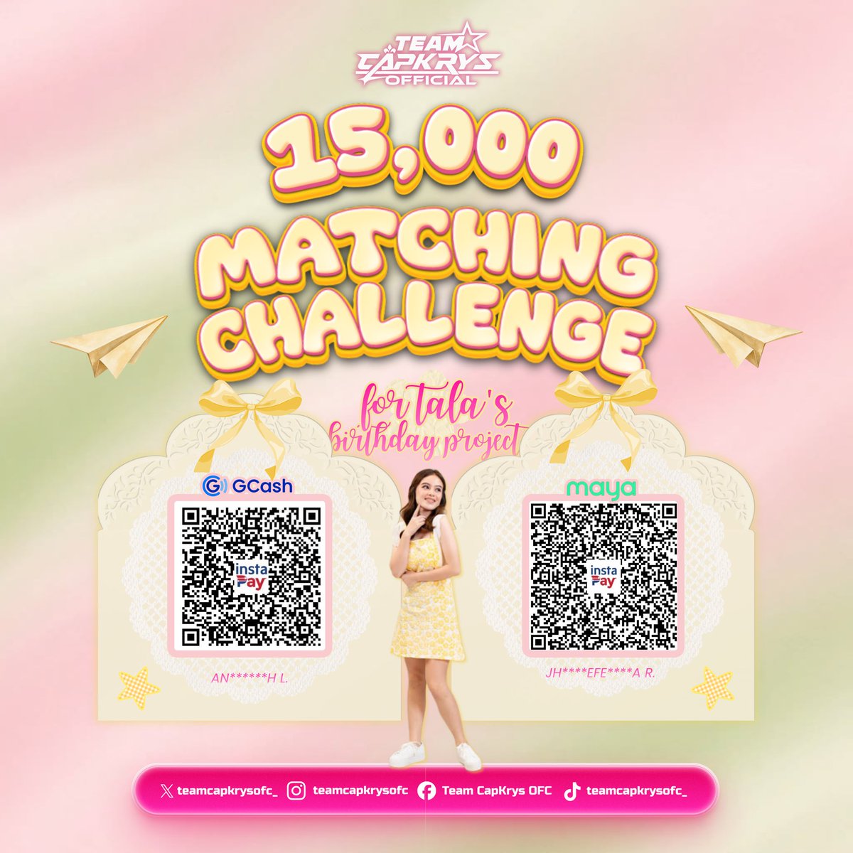 teamcapkrysofc_'s tweet photo. 𝐌𝐀𝐓𝐂𝐇𝐈𝐍𝐆 𝐂𝐇𝐀𝐋𝐋𝐄𝐍𝐆𝐄 𝐀𝐋𝐄𝐑𝐓 !!! 

Our generous sponsors are willing to donate a total of ₱15,000 in support of our birthday project for Krystal if we can match the amount before July 5, 2026, at 11 PM! 

Every donation, no matter how big or small, brings us one step closer to reaching our goal.

Any amount is welcome and deeply appreciated. Thank you, SparCKles! 🌟

#CAPKRYS | #KrystalMejes