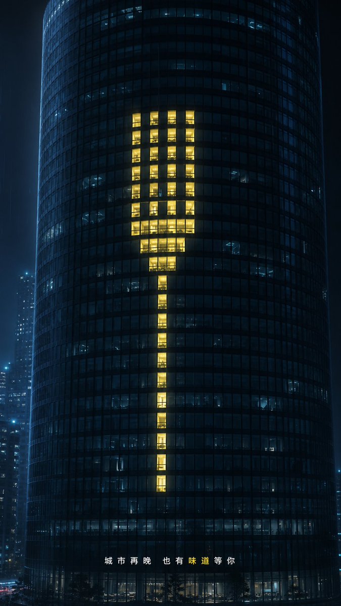 Glowing Exclamation Skyscraper