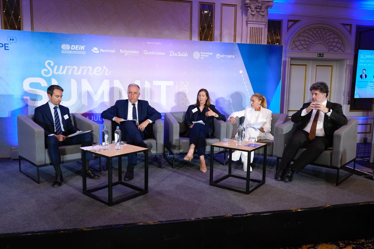 DIGITALEUROPE's tweet photo. @BonefeldCecilia @UnaFitzpatrick0 @vrailas @DStanderski @ThibKLNR @MarinaKaljurand @mkgonullu @EnricoLetta Europe's #AI ambitions depend on something very tangible:

Energy, chips and data centres.

The conversation today made one thing clear: Competitiveness, sustainability and digital sovereignty must move forward together.

#DESummerSummit https://t.co/bJ5WWu2OI5