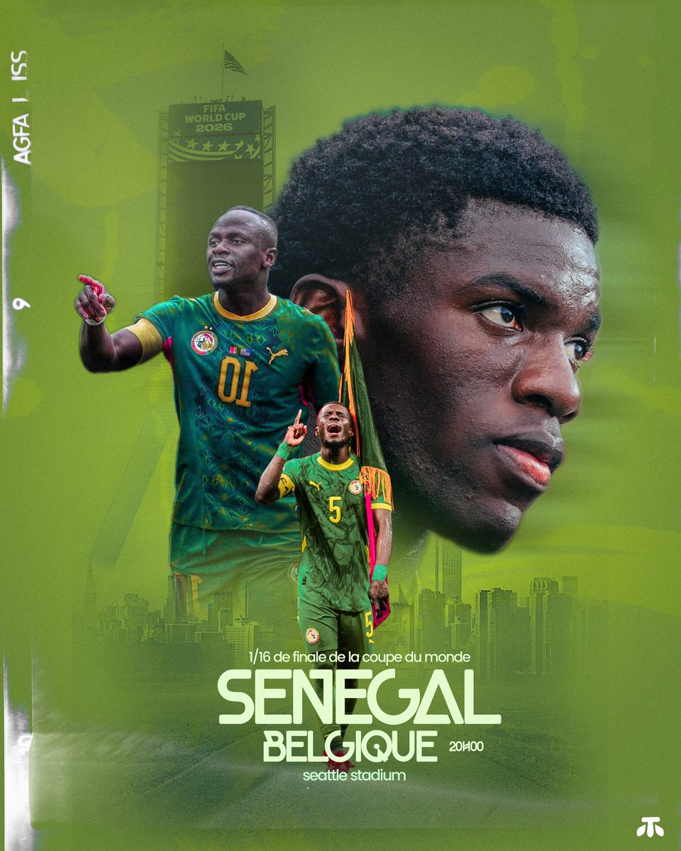 Emteedesign's tweet photo. MATCH DAY 

🇸🇳🆚🇧🇪 SÉNÉGAL vs BELGIQUE
Ce soir, à 20h GMT, les Lions de la Teranga jouent leur place en 16es de finale. 🦁💚💛❤️

90 minutes de combat, de fierté et de passion pour écrire une nouvelle page de notre histoire. Le Sénégal tout entier sera derrière son équipe ! 🇸🇳 https://t.co/tmgyOvhycU