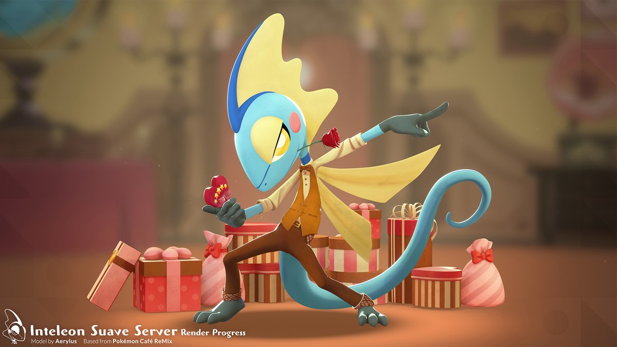 Aerylium's tweet photo. Inteleon Update, with question. I have 2 different pose that would like  to render, but which pose you like to see the most in turntable? #pokemon https://t.co/zFzF0ZuVU0