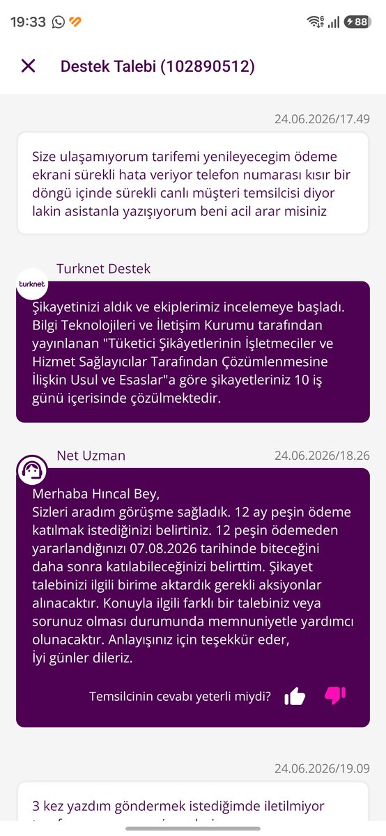 _hncl_'s tweet photo. @vlyldrn @BTKgovtr @Turknet Bu konuda yalnız değilsin benim gibi yap musteribtemsilcisine bağlanmak için destek talep et aradıklarında aboneliğini kapat olsun bitsin ben kapattim https://t.co/mptapYzkWl