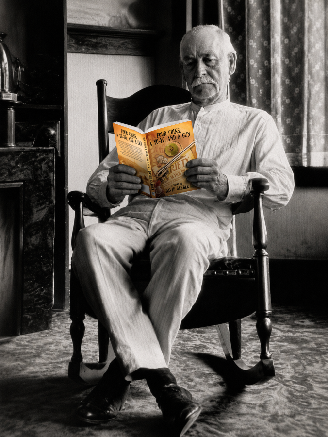 Linzack's tweet photo. Even Wyatt couldn't put it down. FOUR COINS, A YO-YO, AND A GUN. A historical mystery set in the final years of Wyatt Earp's life.

75% OFF eBOOK at checkout. Coupon BNP4COINS. One week only. July 1-7. AVAILABLE AT BARNES &amp; NOBLE
https://t.co/7J1xJjNUd5
#Fiction #Mystery https://t.co/yh5n8yjEXU