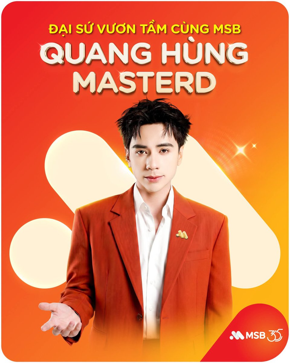 BePanda18155's tweet photo. Tháng 3 với chương nhạc số 3 "Tinh Hoa Vươn Tầm", tháng 7 MSB chào đón nghệ sĩ Quang Hùng MasterD trở thành Đại sứ Vươn tầm. Hãy cùng chờ đón sứ mệnh đồng hành "Cùng vươn tầm" trên chặng đường phía trước.
@QH_MasterD
#QuangHungMasterD
#MSB
#MSB35
#Daisuvuontam https://t.co/x8gX32L6IA