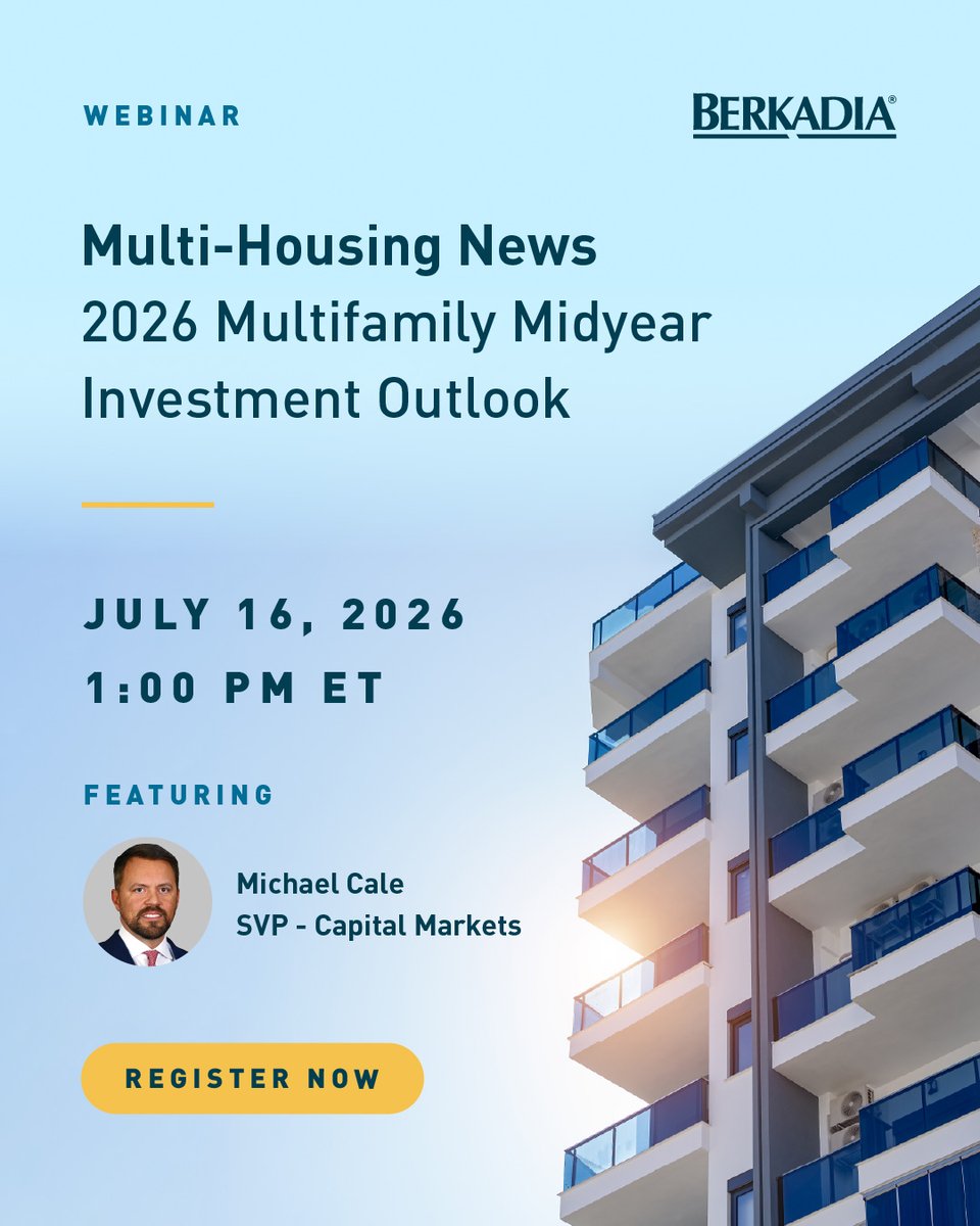 Berkadia's tweet photo. Join Michael Cale for the 2026 Multifamily Midyear Investment Outlook, hosted by @MHNonline. Register now: https://t.co/dDnlLi8P99 https://t.co/8QbkKnJaJ7
