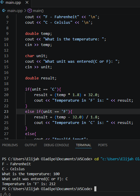 Elijah1488080's tweet photo. Now it has been fixed and now working fine😊. Temperature converter working perfectly fine.
#Cpp #Hardwareengineering #embeddedsystems https://t.co/B45bbME6ZF