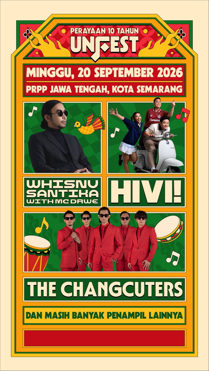 filllllliii's tweet photo. readyyy tiket reguler unfest 10! dm for special price!!!!

penampil:
Whisnu santika
The Changcuters
Hivi! https://t.co/1jS7YWazJY