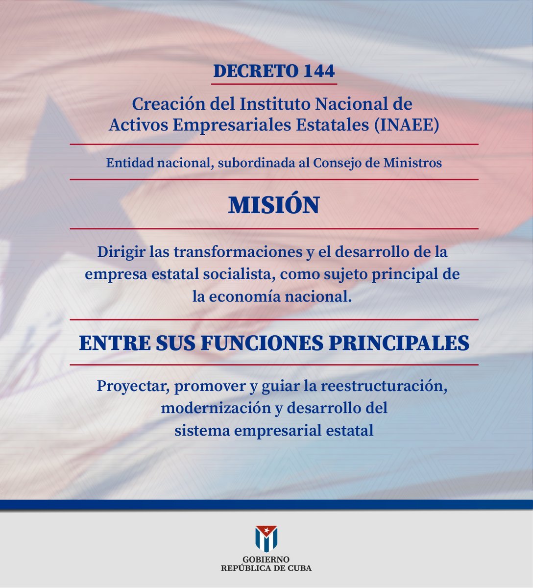 MMarreroCruz's tweet photo. La creación del Instituto Nacional de Activos Empresariales Estatales contribuirá, como parte de la implementación del #ProgramaDeGobierno, a  modernizar el sistema empresarial estatal y desempeñará una labor esencial en la conducción de las transformaciones aprobadas. https://t.co/POWzxjkB0b