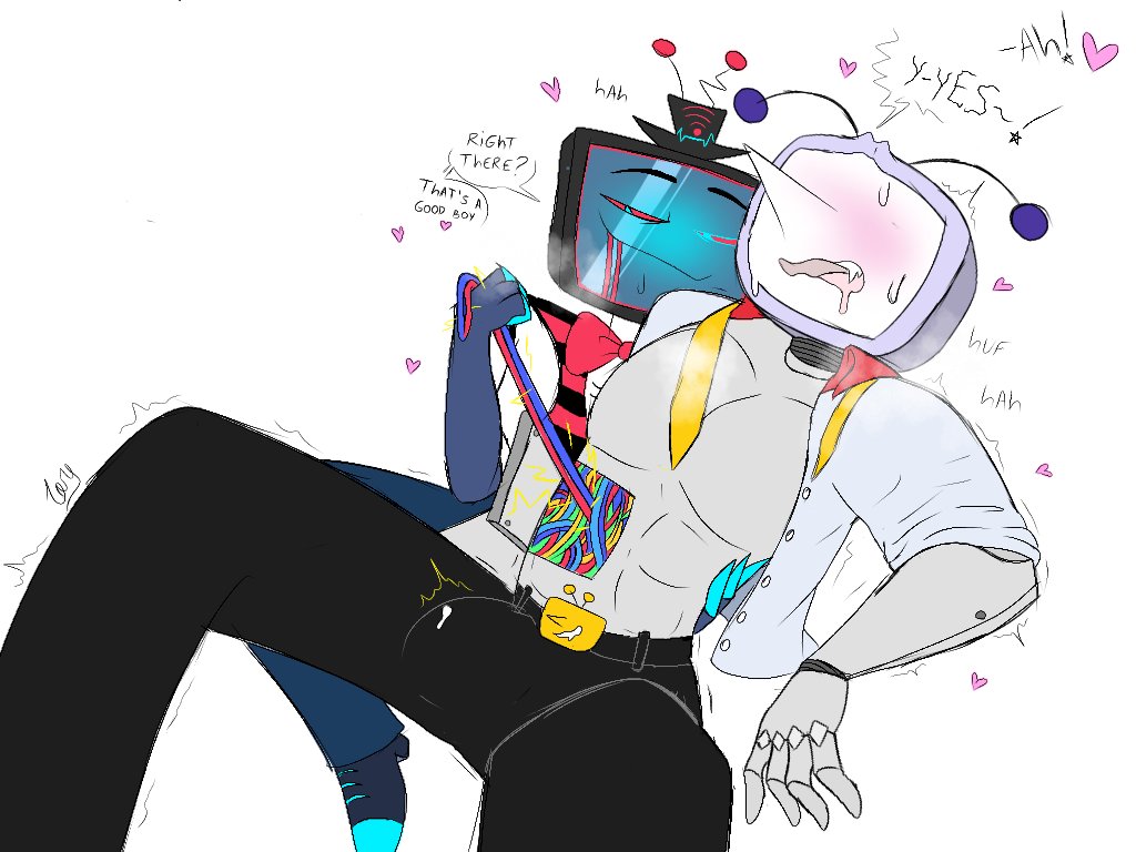 lorecave148's tweet photo. Old tv man wireplay 👀

#deltarune #hazbinhotel #tenna #vox #nsfw #rule34 https://t.co/V0wFPRIMnV