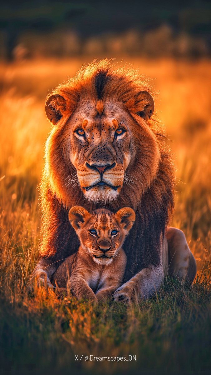 Dreamscapes_ON's tweet photo. King and future king 👑🦁

A father teaching his cub the ways of the wild at golden hour. Pure power and love.

Save this if it gave you chills 👇

#LionKing #FatherAndSon #WildlifeMagic #GoldenHour #NatureVibes #Wallpaper https://t.co/GyYwqWJhK6