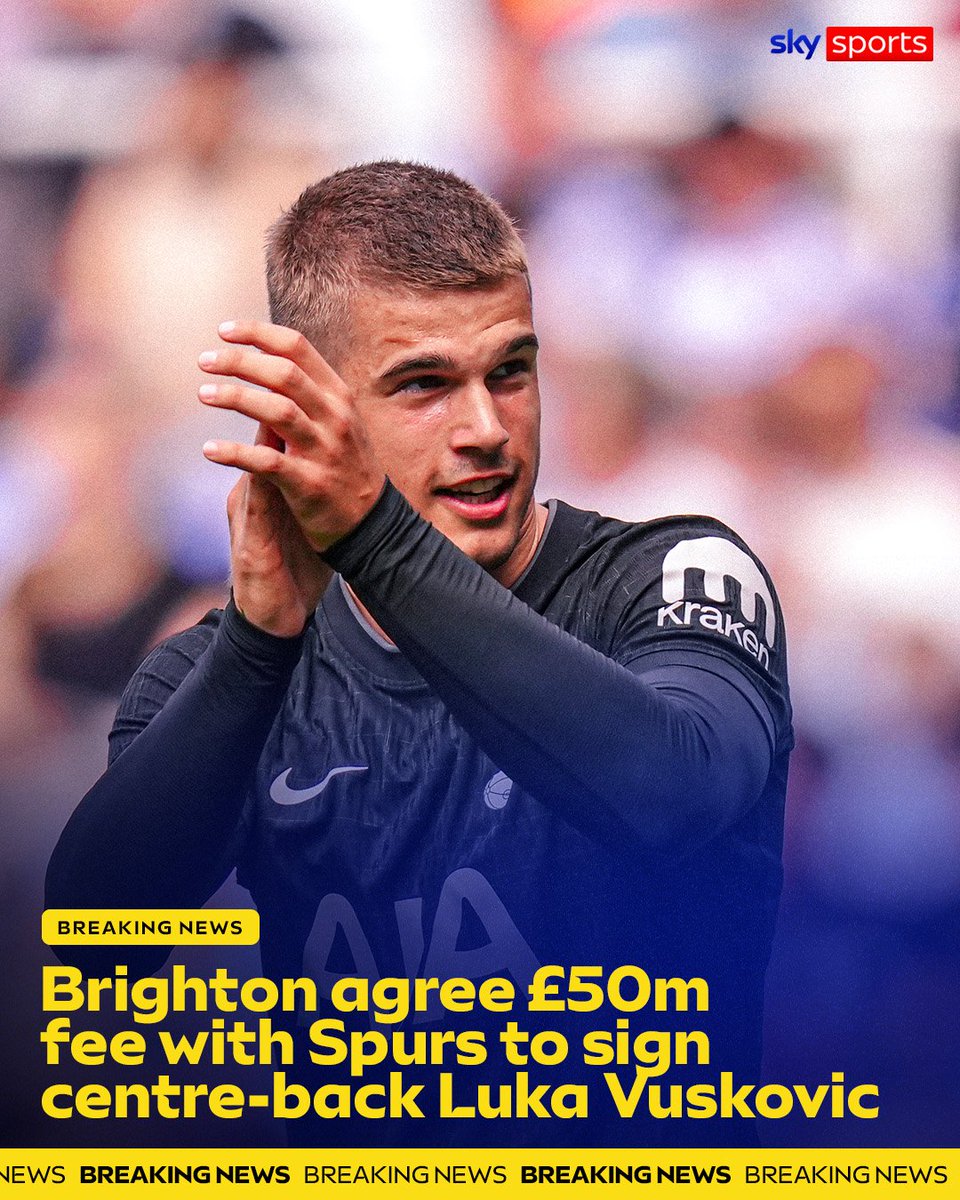 PiusReche02's tweet photo. Brighton have agreed a deal worth up to £50m for Spurs centre-back Luka Vuskovic according to @SkySportsPL https://t.co/3wKLynHNLG