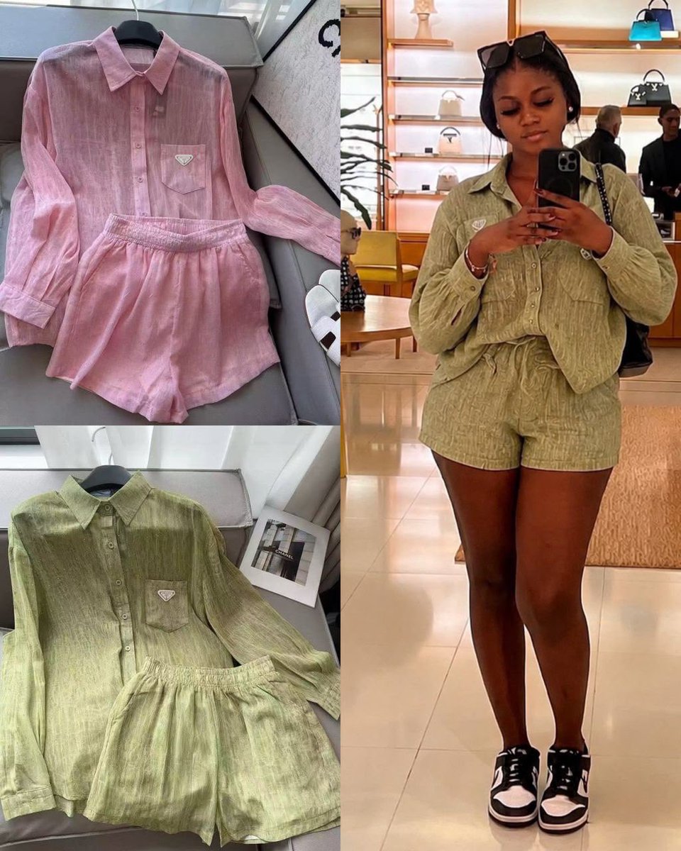 KayChicHub_'s tweet photo. Luxury Rhinestone Pradae Short Set

Size S M L XL XXL

Price :77,000

Colors:Pink. Lemon https://t.co/H9FnNa5d8z