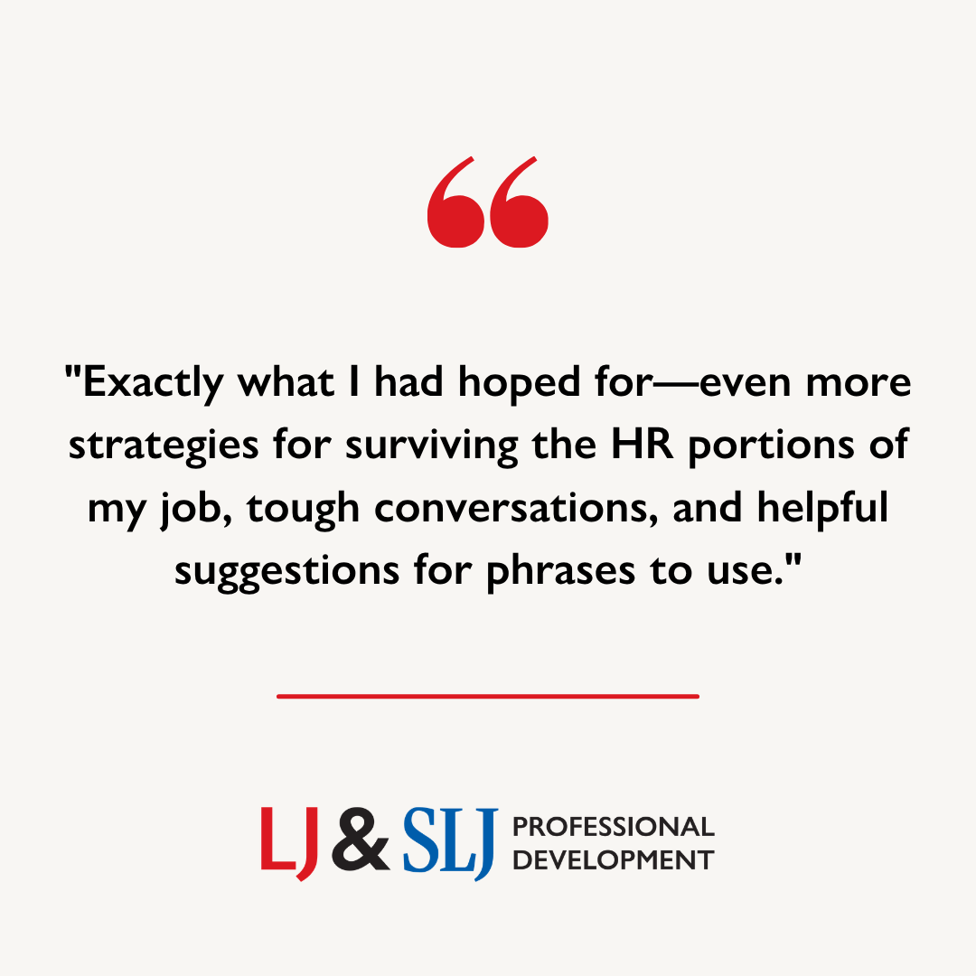 LibraryJournal's tweet photo. This self-paced course gives you practical frameworks for preparing, structuring, and documenting difficult conversations so you can address issues directly without escalating conflict or compromising your professionalism. Learn more here: https://t.co/wGJEQXBL9r https://t.co/JSNTdC4oei